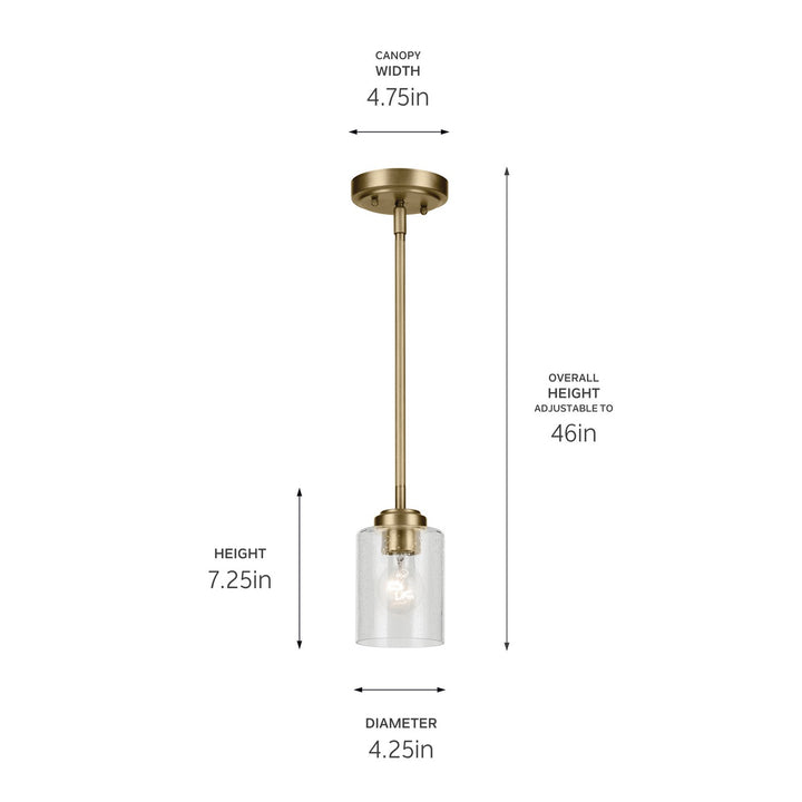 Kichler Canada - 44032NBR - One Light Mini Pendant - Winslow - Natural Brass