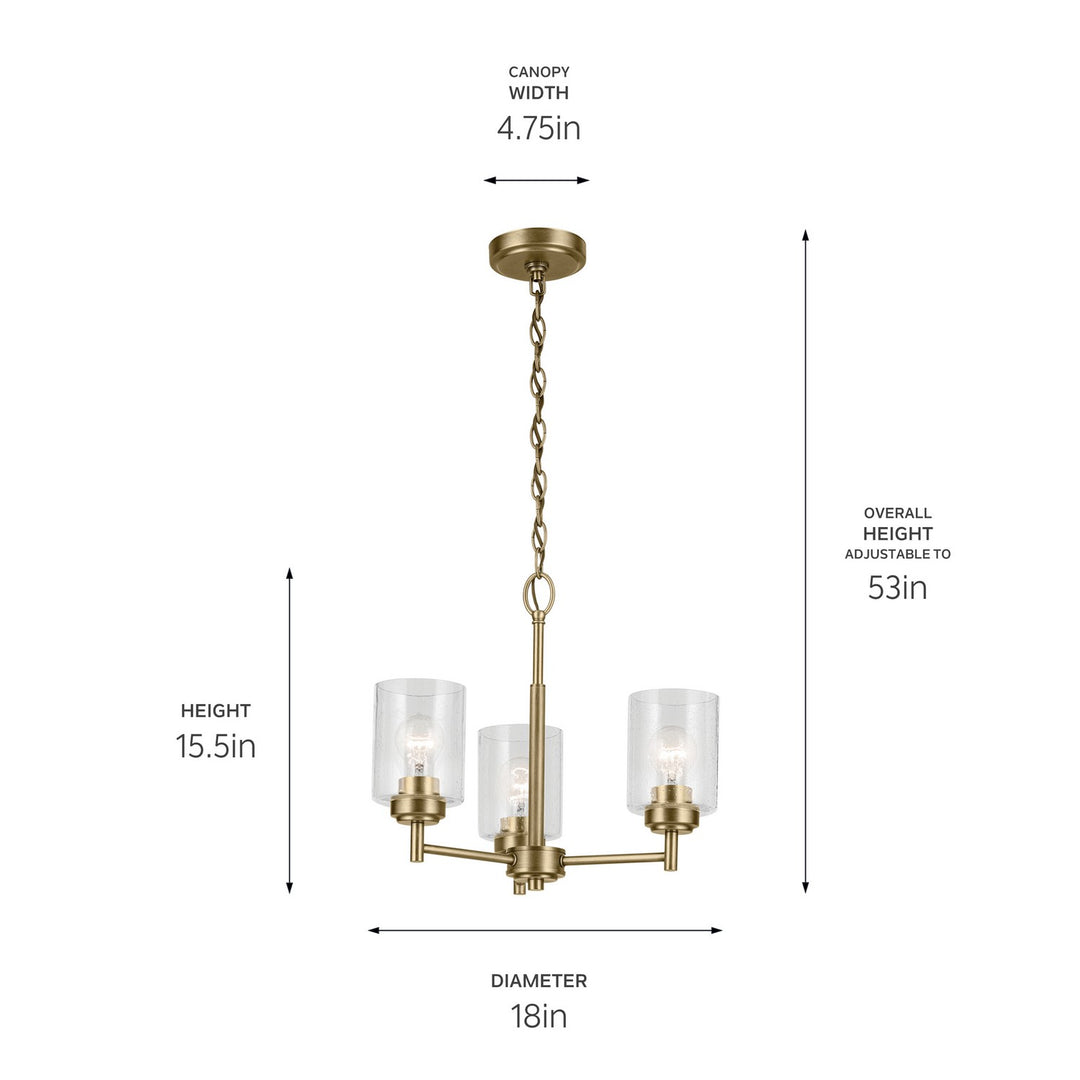 Kichler Canada - 44029NBR - Three Light Mini Chandelier - Winslow - Natural Brass