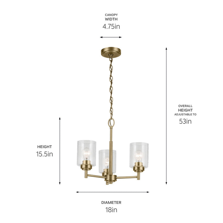 Kichler Canada - 44029NBR - Three Light Mini Chandelier - Winslow - Natural Brass