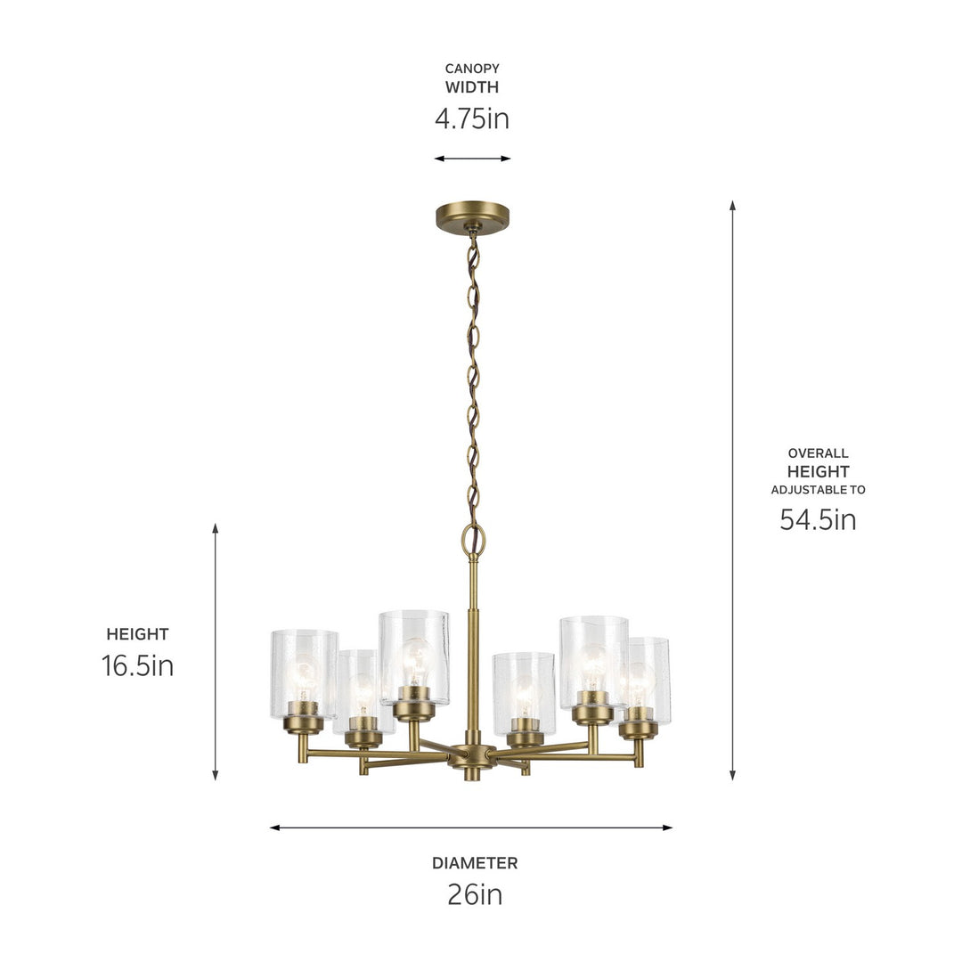 Kichler Canada - 52616NBR - Six Light Chandelier - Winslow - Natural Brass