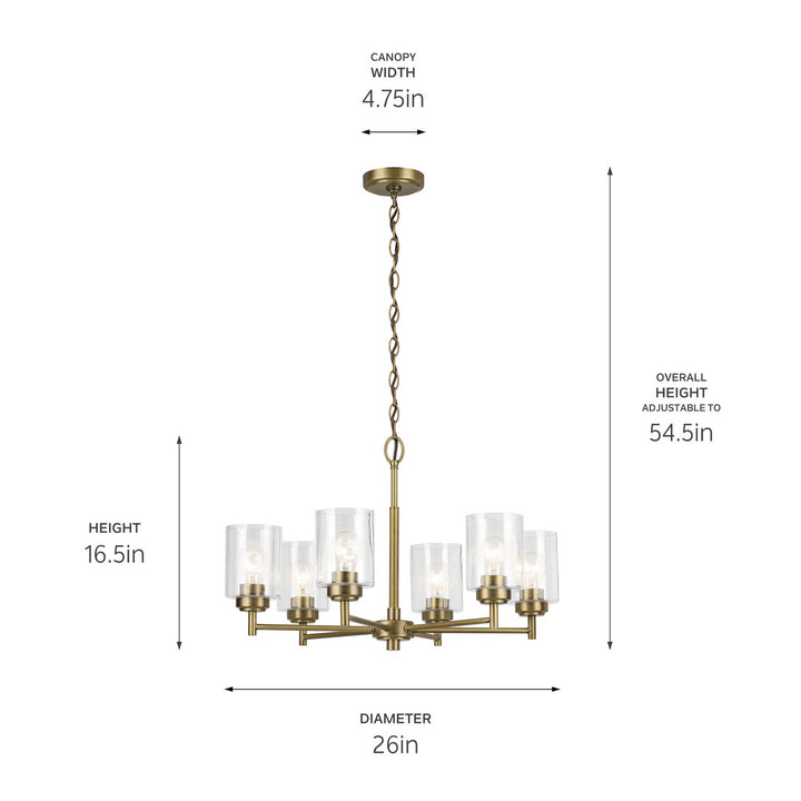 Kichler Canada - 52616NBR - Six Light Chandelier - Winslow - Natural Brass