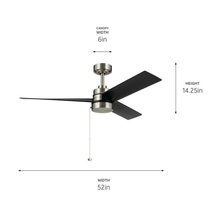 Kichler Canada - 300375NI - 52"Ceiling Fan - Spyn Lite - Brushed Nickel