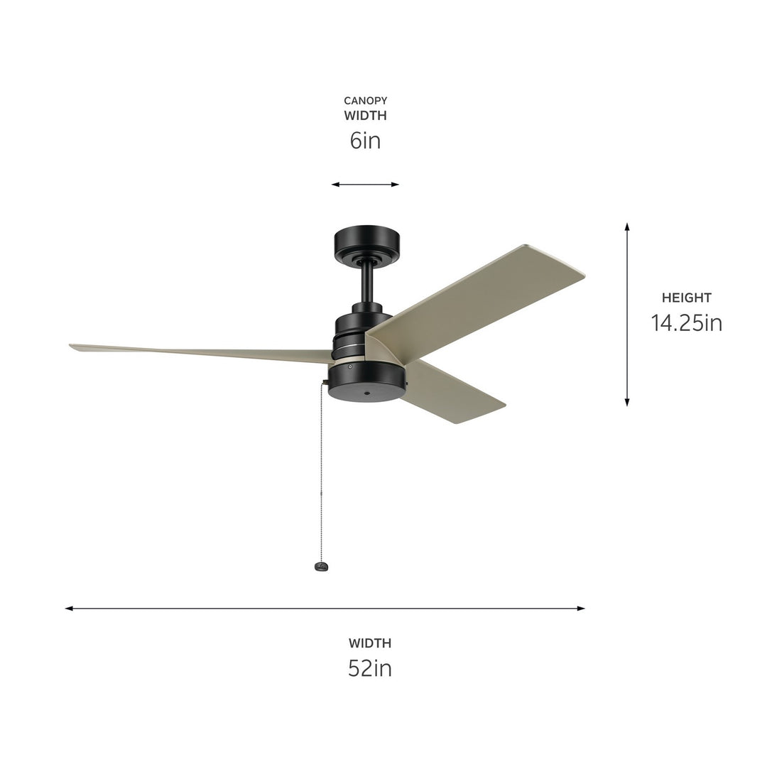 Kichler Canada - 300375SBK - 52"Ceiling Fan - Spyn Lite - Satin Black