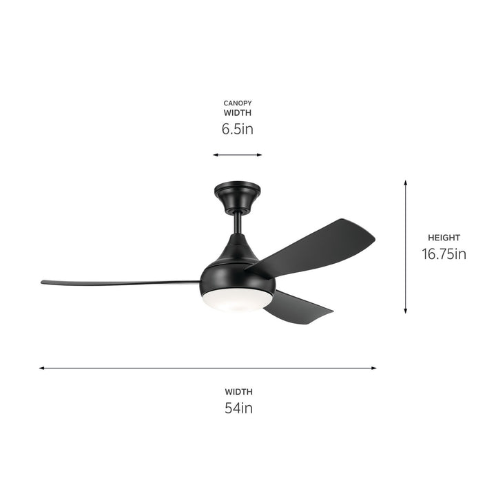Kichler Canada - 310354SBK - 54"Ceiling Fan - Ample - Satin Black
