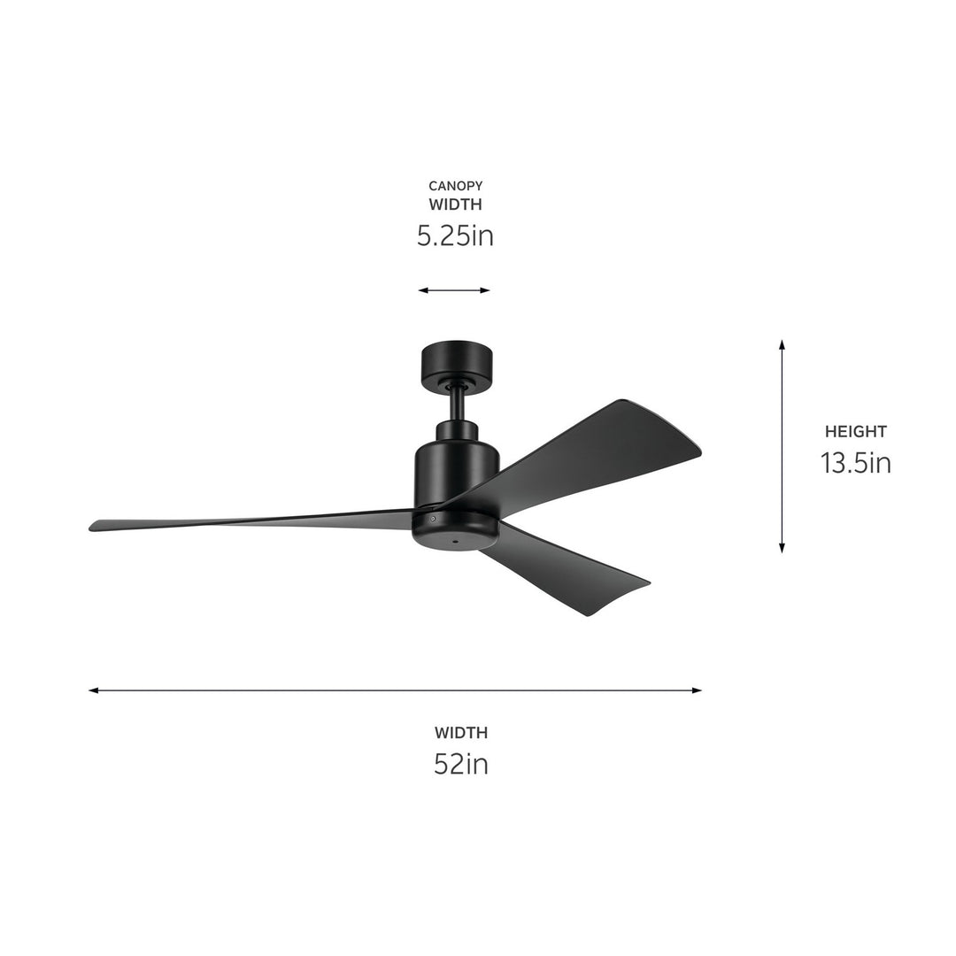 Kichler Canada - 310452SBK - 52"Ceiling Fan - TRUE - Satin Black