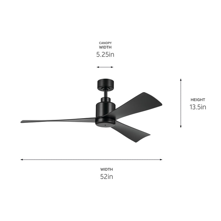 Kichler Canada - 310452SBK - 52"Ceiling Fan - TRUE - Satin Black