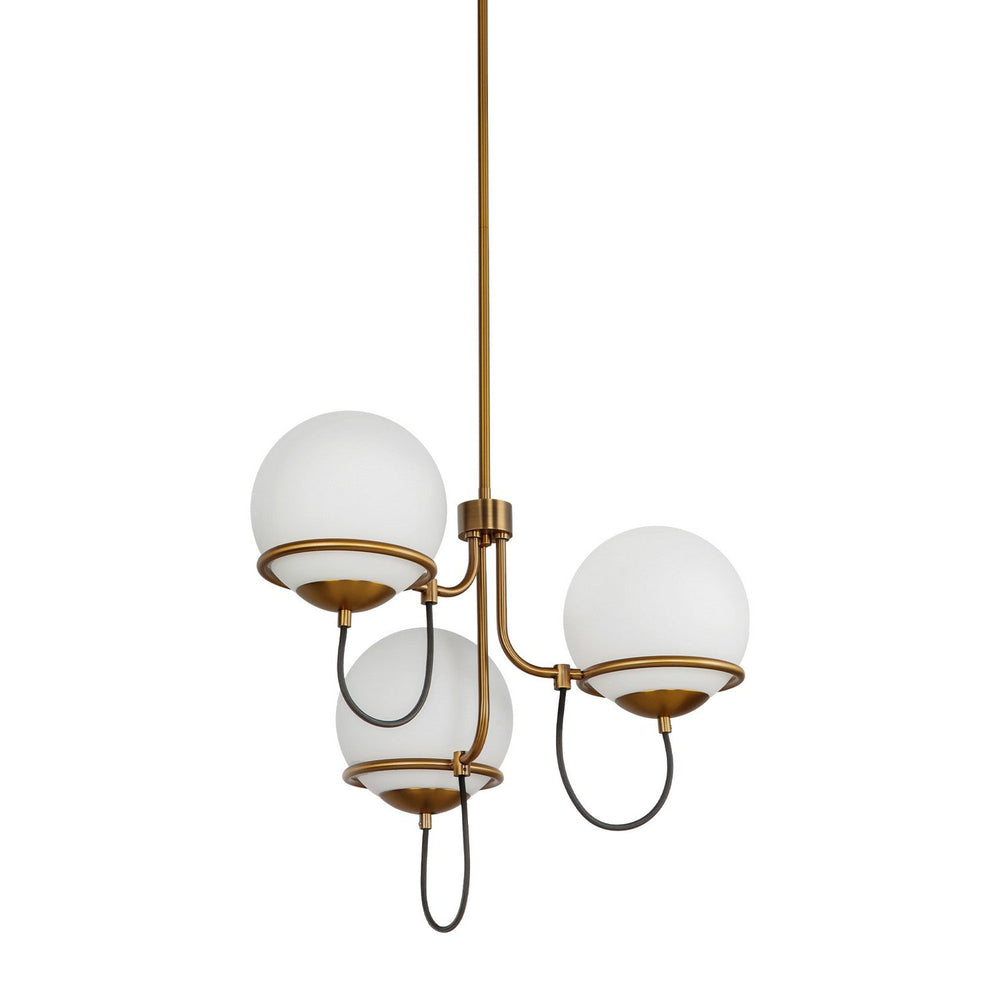 Alora Canada - CH458323AGOP - Three Light Chandelier - Alba - Aged Gold/Opal Glass