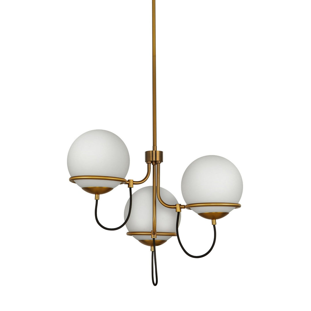 Alora Canada - CH458323AGOP - Three Light Chandelier - Alba - Aged Gold/Opal Glass