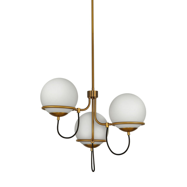 Alora Canada - CH458323AGOP - Three Light Chandelier - Alba - Aged Gold/Opal Glass