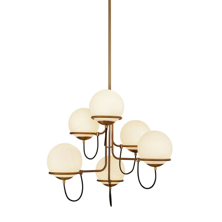 Alora Canada - CH458632AGOP - Six Light Chandelier - Alba - Aged Gold/Opal Glass