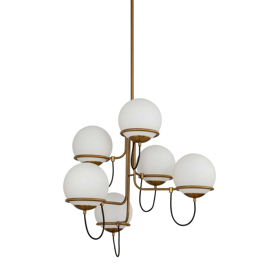 Alora Canada - CH458632AGOP - Six Light Chandelier - Alba - Aged Gold/Opal Glass