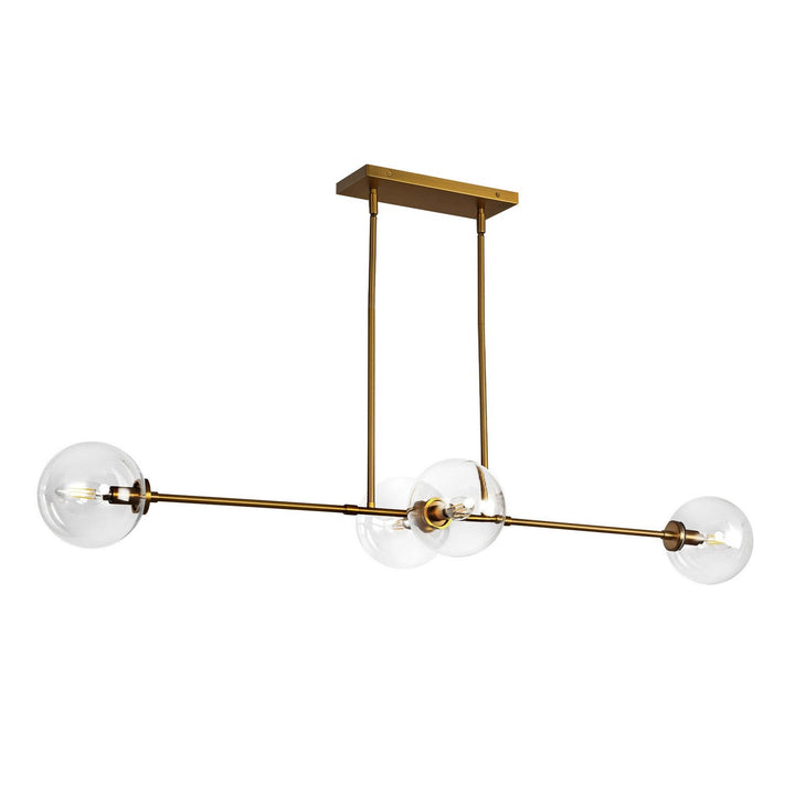 Alora Canada - LP549448AGCL - Four Light Linear Pendant - Cassia - Aged Gold/Clear Glass