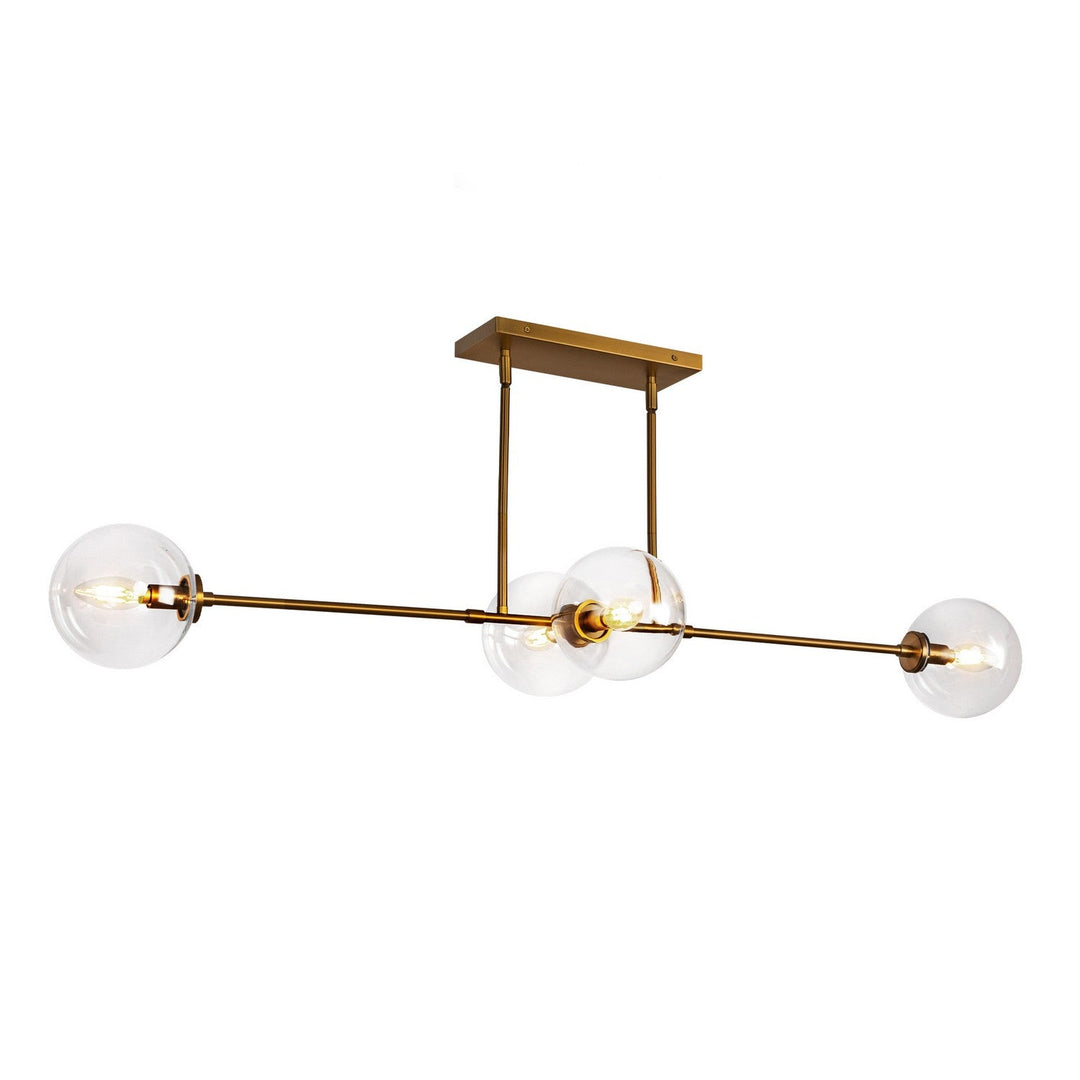 Alora Canada - LP549448AGCL - Four Light Linear Pendant - Cassia - Aged Gold/Clear Glass