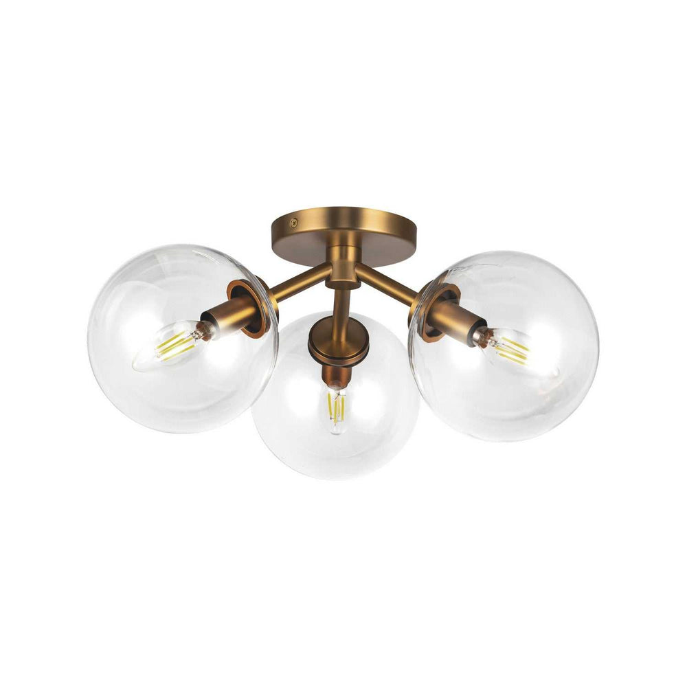 Alora Canada - SF549315AGCL - Three Light Semi-Flush Mount - Cassia - Aged Gold/Clear Glass