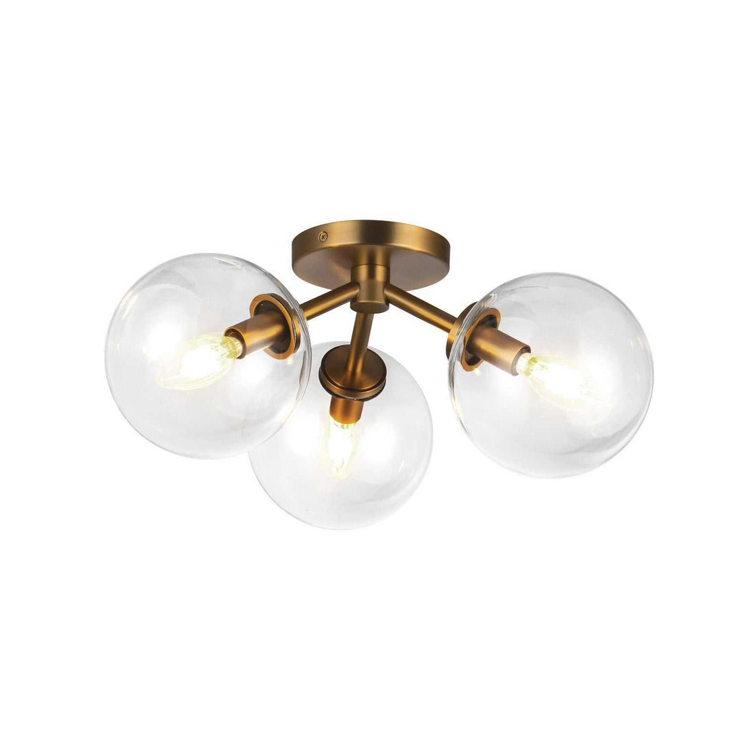 Alora Canada - SF549315AGCL - Three Light Semi-Flush Mount - Cassia - Aged Gold/Clear Glass