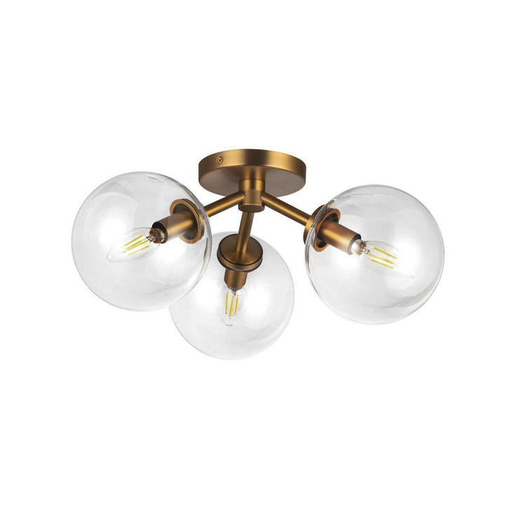 Alora Canada - SF549315AGCL - Three Light Semi-Flush Mount - Cassia - Aged Gold/Clear Glass