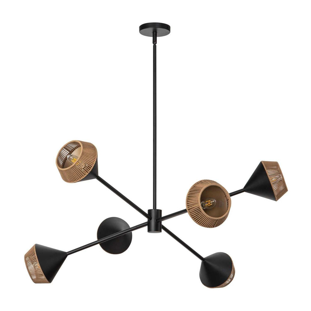 Alora Canada - CH633638MBBR - Six Light Chandelier - Daphne - Matte Black/Brown Cotton Rope