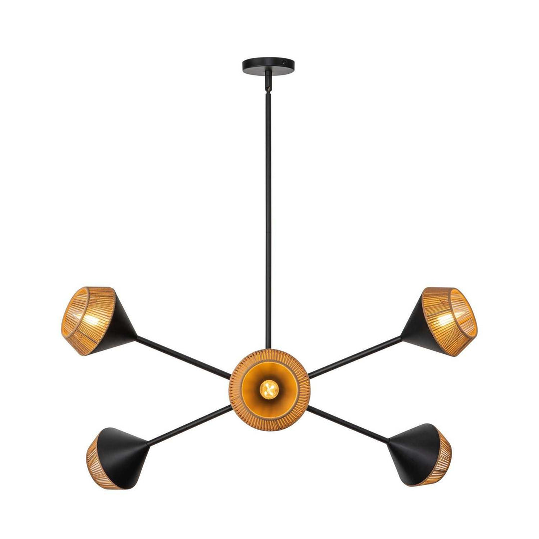 Alora Canada - CH633638MBBR - Six Light Chandelier - Daphne - Matte Black/Brown Cotton Rope