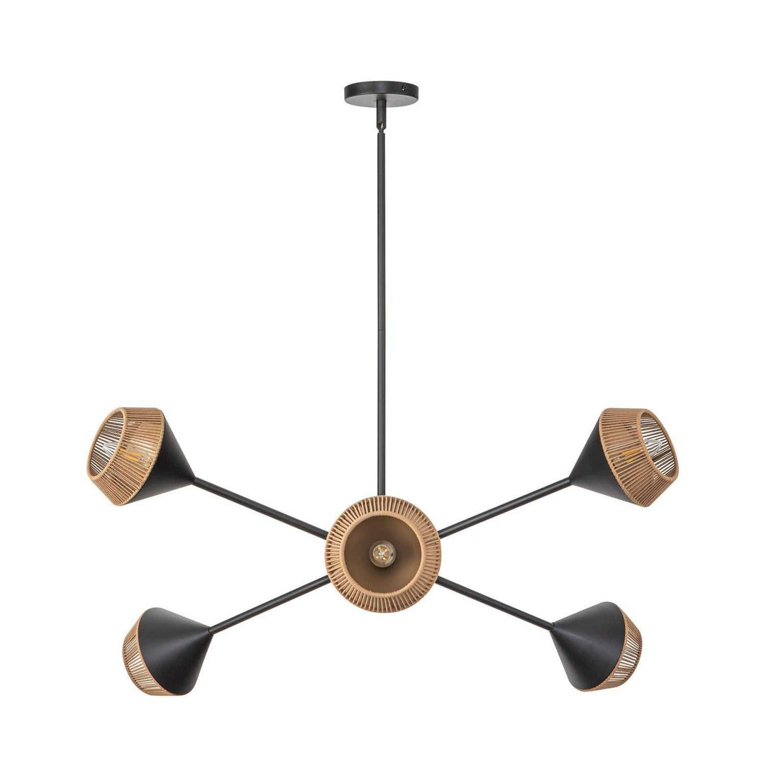 Alora Canada - CH633638MBBR - Six Light Chandelier - Daphne - Matte Black/Brown Cotton Rope