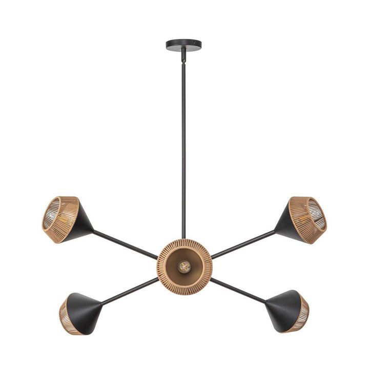 Alora Canada - CH633638MBBR - Six Light Chandelier - Daphne - Matte Black/Brown Cotton Rope