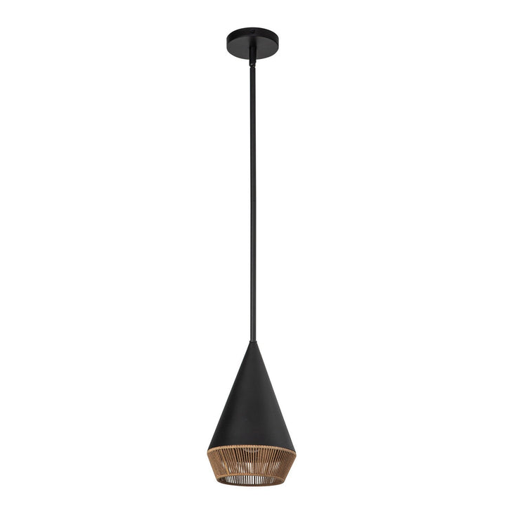 Alora Canada - PD633107MBBR - One Light Pendant - Daphne - Matte Black/Brown Cotton Rope