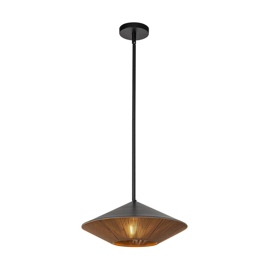 Alora Canada - PD633215MBBR - One Light Pendant - Daphne - Matte Black/Brown Cotton Rope