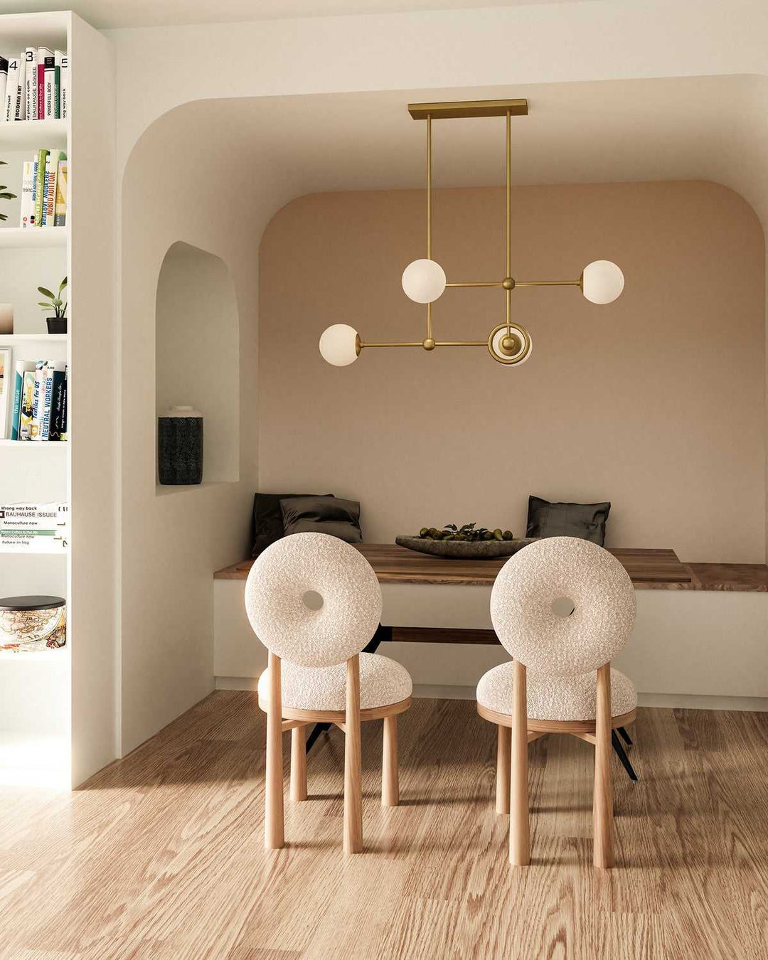 Alora Canada - CH407342BGGO - Four Light Chandelier - Fiore - Brushed Gold/Glossy Opal Glass