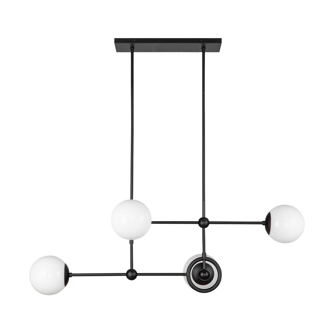 Alora Canada - CH407342MBGO - Four Light Chandelier - Fiore - Matte Black/Glossy Opal Glass