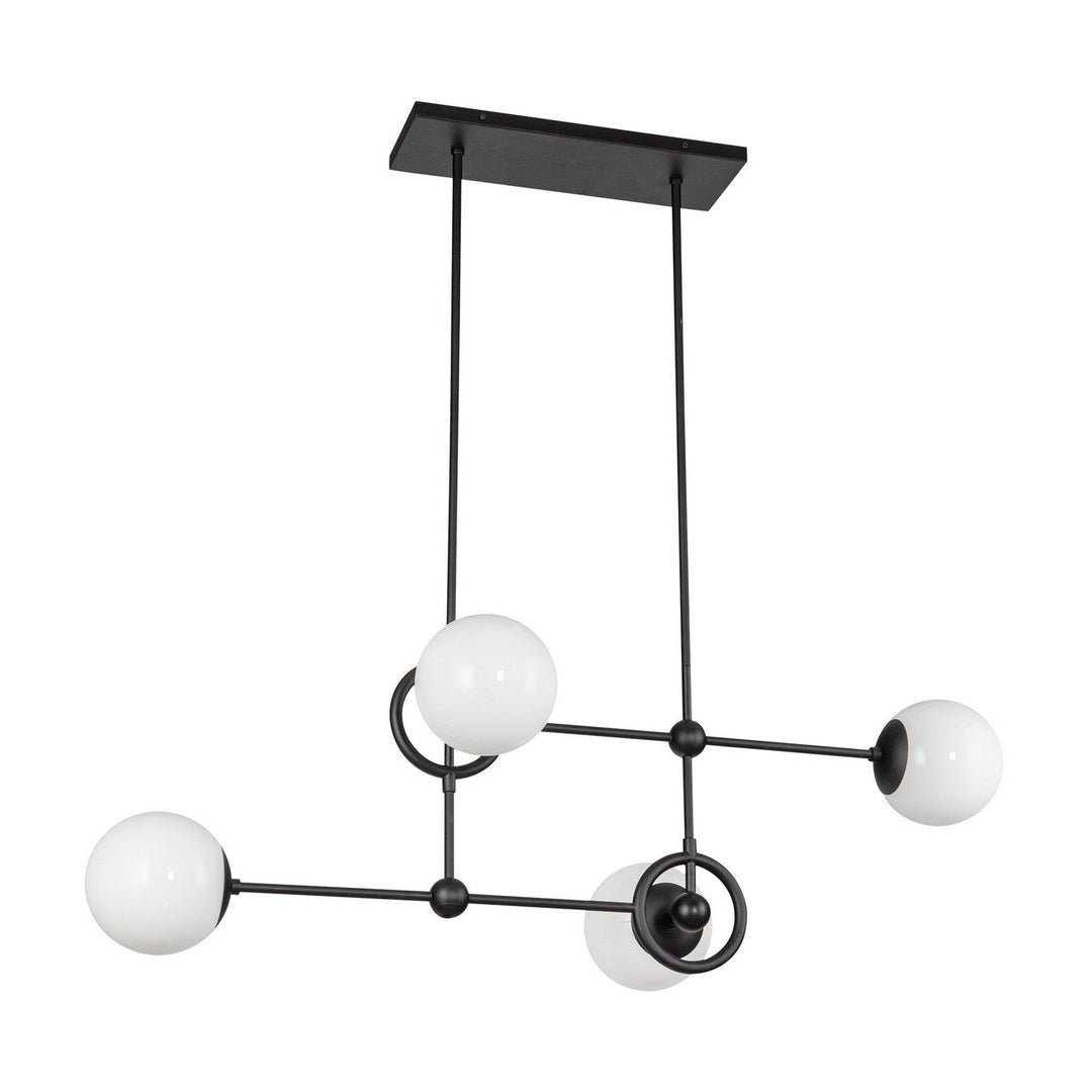 Alora Canada - CH407342MBGO - Four Light Chandelier - Fiore - Matte Black/Glossy Opal Glass