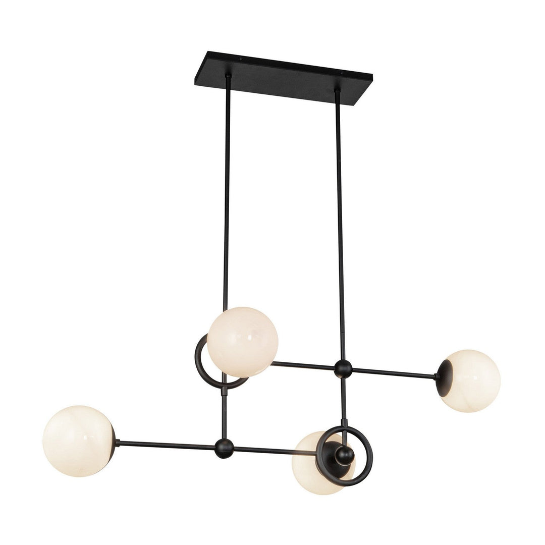 Alora Canada - CH407342MBGO - Four Light Chandelier - Fiore - Matte Black/Glossy Opal Glass