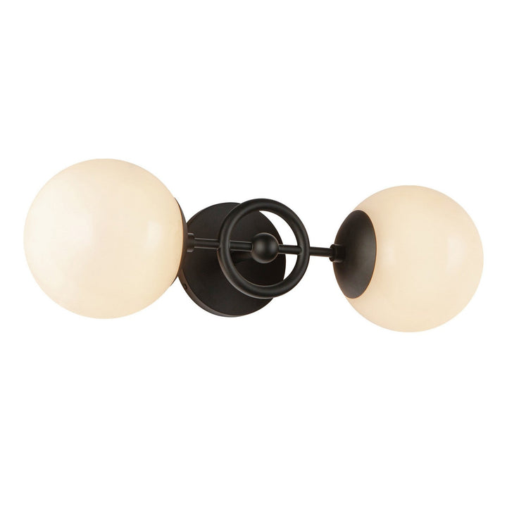 Alora Canada - WV407618MBGO - Two Light Wall Vanity - Fiore - Matte Black/Glossy Opal Glass