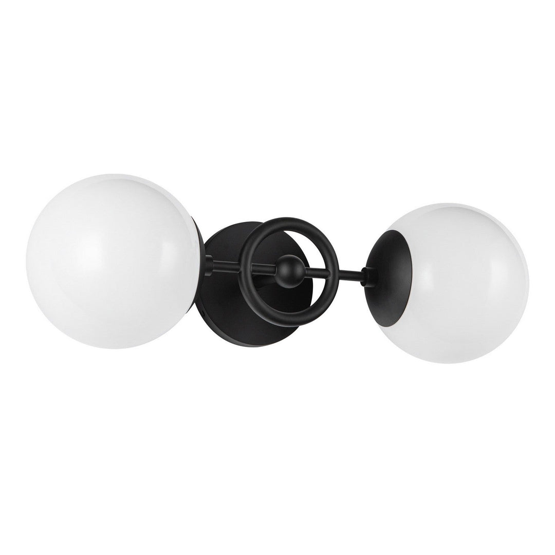 Alora Canada - WV407618MBGO - Two Light Wall Vanity - Fiore - Matte Black/Glossy Opal Glass