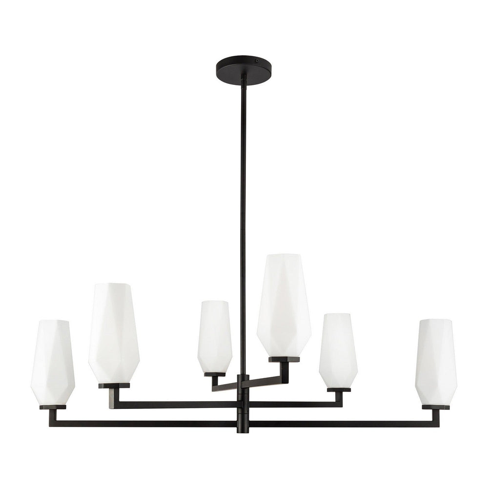 Alora Canada - CH424135MBOP - Six Light Chandelier - Krysta - Matte Black/Opal Glass