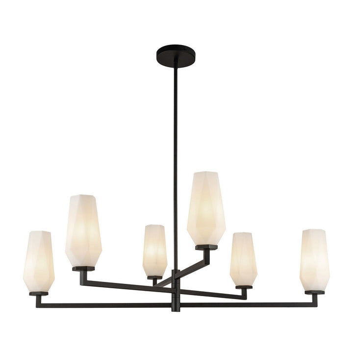 Alora Canada - CH424135MBOP - Six Light Chandelier - Krysta - Matte Black/Opal Glass