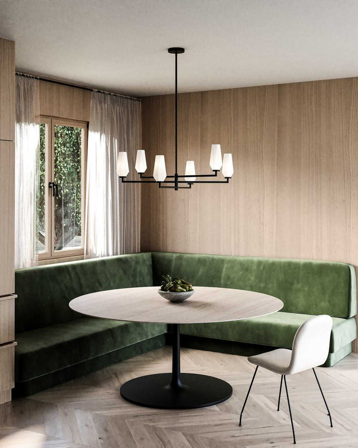 Alora Canada - CH424135MBOP - Six Light Chandelier - Krysta - Matte Black/Opal Glass