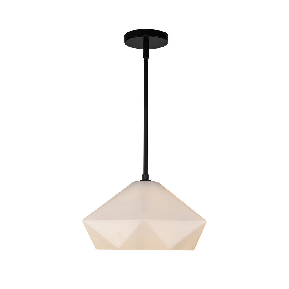 Alora Canada - PD424514MBOP - One Light Pendant - Krysta - Matte Black/Opal Glass
