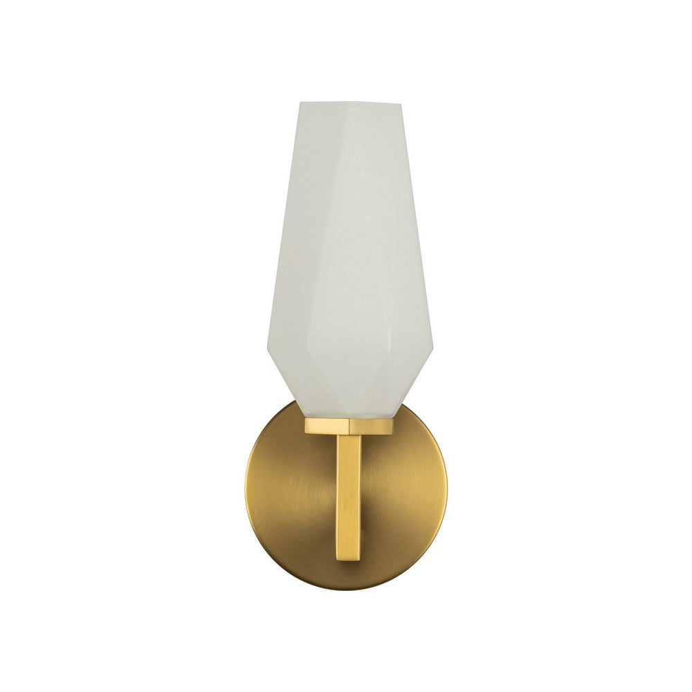 Krysta One Light Wall Vanity in Brushed Gold/Opal Glass Alora Canada