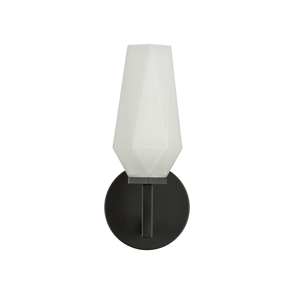 Krysta One Light Wall Vanity in Matte Black/Opal Glass Alora Canada
