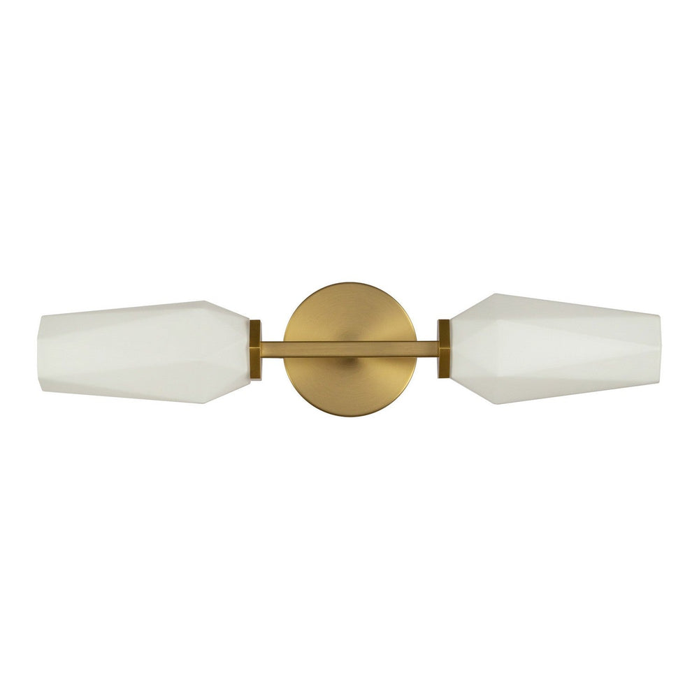 Krysta Two Light Wall Vanity in Brushed Gold/Opal Glass Alora Canada