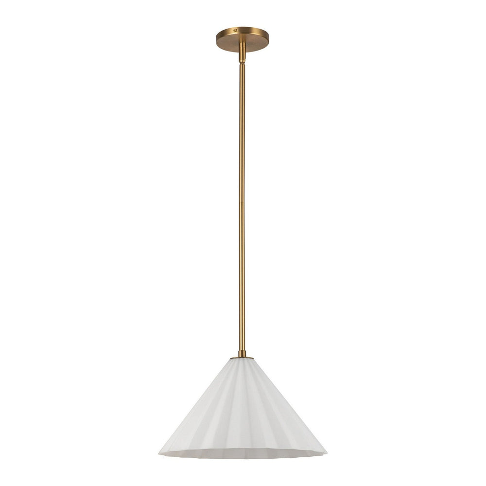 Serena One Light Pendant in Aged Gold/Opal Glass Alora Canada