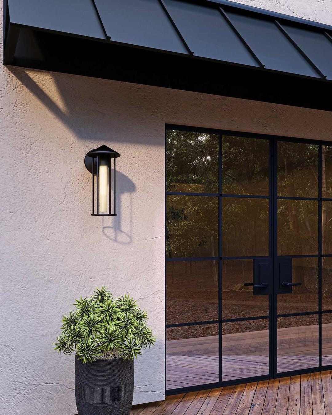 Alora Canada - EW526312BKGO - One Light Exterior Wall Mount - Tenko - Black/Glossy Opal Glass
