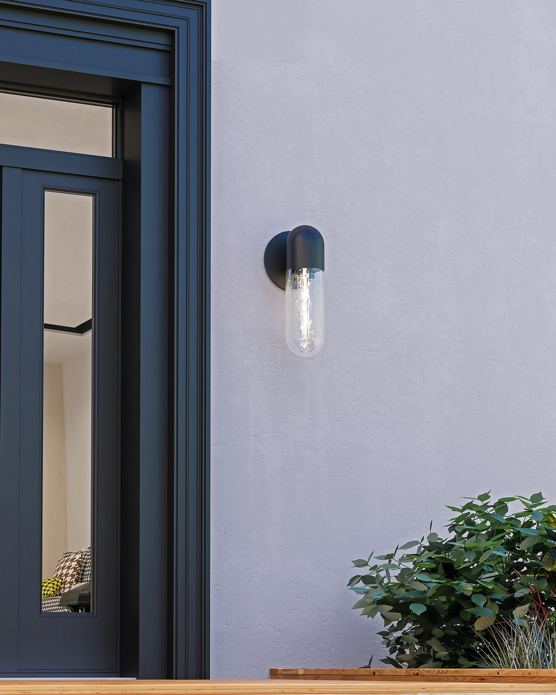 Kuzco Canada - EW73210-BK/WC - One Light Exterior Wall Mount - Lima - Black/Clear Water Glass