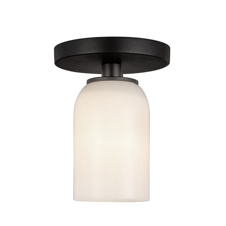 Kuzco Canada - SF57704-BK/GO - One Light Semi-Flush Mount - Nola - Black/Glossy Opal Glass