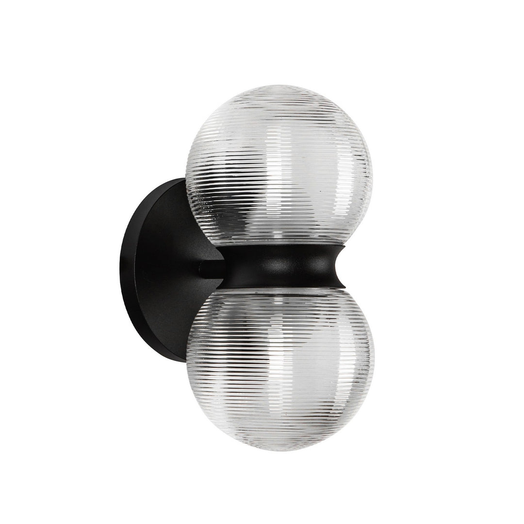 Kuzco Canada - EW77209-BK/CR - LED Exterior Wall Mount - Peri - Black/Clear Ribbed Glass