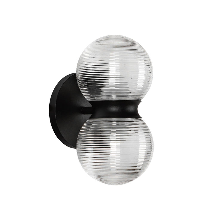 Kuzco Canada - EW77209-BK/CR - LED Exterior Wall Mount - Peri - Black/Clear Ribbed Glass