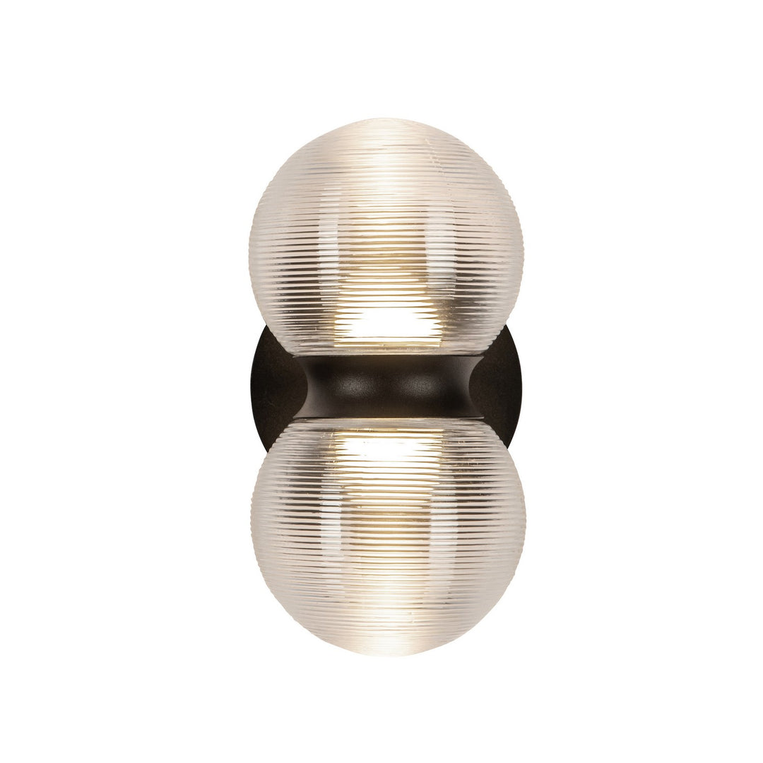 Kuzco Canada - EW77209-BK/CR - LED Exterior Wall Mount - Peri - Black/Clear Ribbed Glass