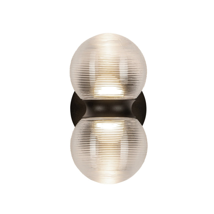 Kuzco Canada - EW77209-BK/CR - LED Exterior Wall Mount - Peri - Black/Clear Ribbed Glass
