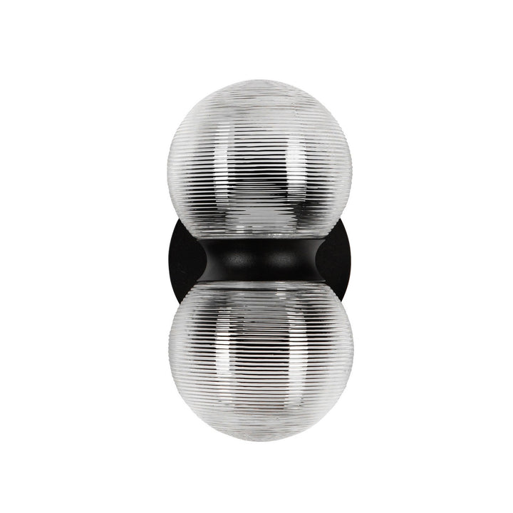 Kuzco Canada - EW77209-BK/CR - LED Exterior Wall Mount - Peri - Black/Clear Ribbed Glass