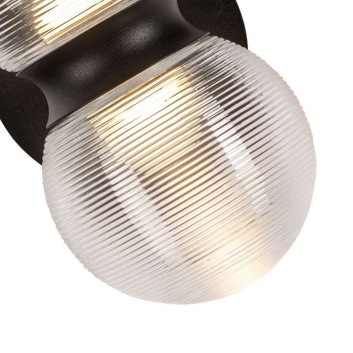 Kuzco Canada - EW77209-BK/CR - LED Exterior Wall Mount - Peri - Black/Clear Ribbed Glass