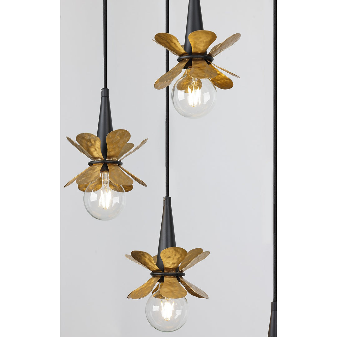 Savoy House - 1-2185-9-103 - Nine Light Linear Chandelier - Portinatx - Satin Black w/Hammered Gold